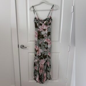 Reformation Aiko Floral Midi Dress in Pink and Green